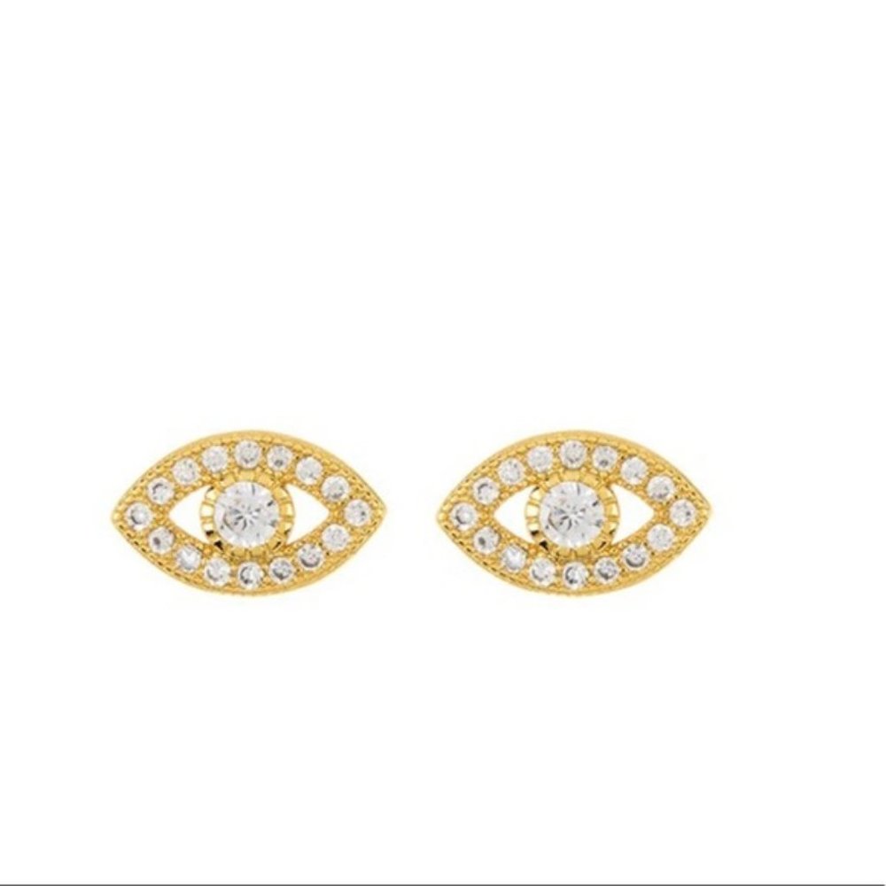 Adornia Evil Eye 14K Gold PlatedSwarovski Earrings